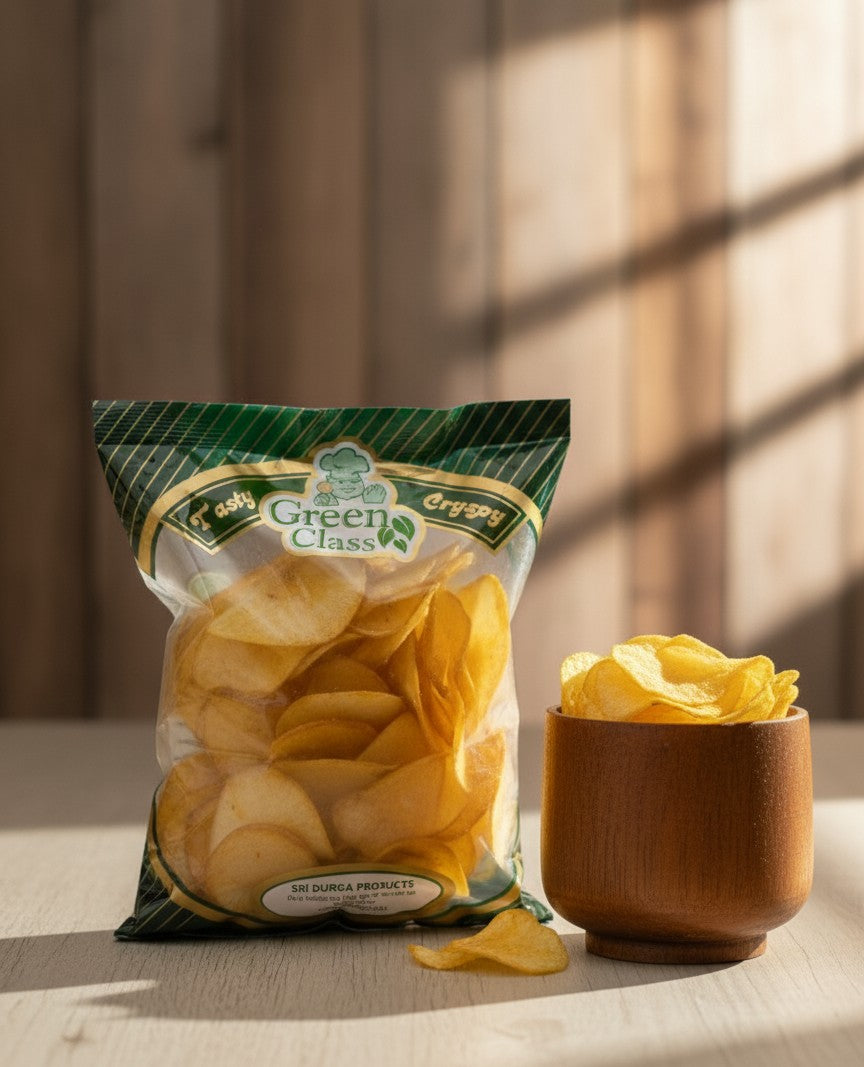 Round tapioca chips fried until crisp